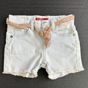 New Light Blue Denim Shorts with Tan Belt Sz 2